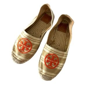 Tory Burch Tan and Orange Espadrilles NWOT
